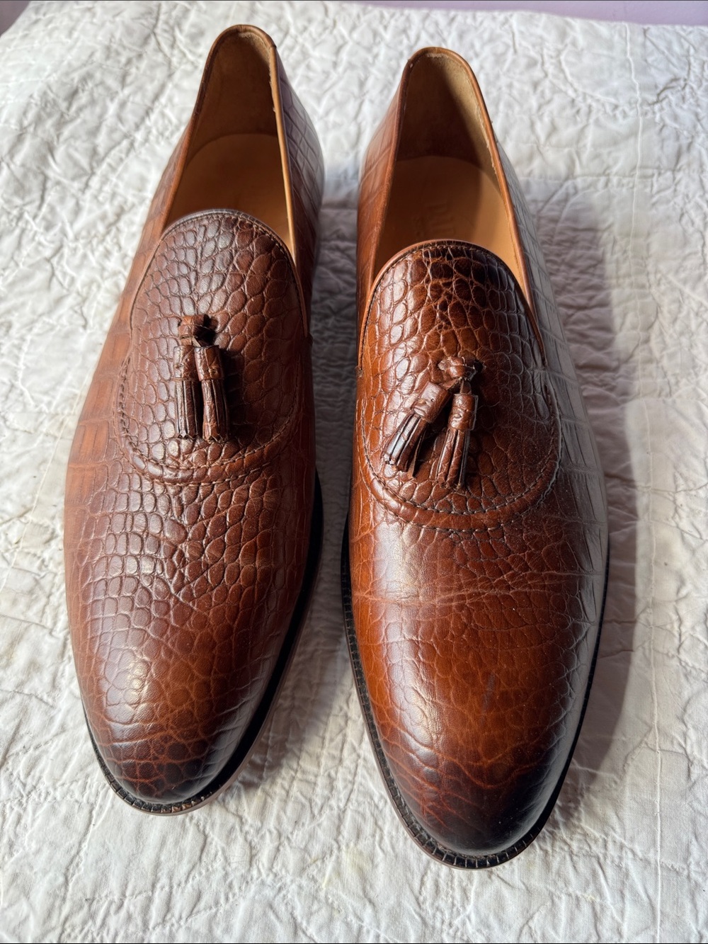 Be a Dapper Dan Man in Your Croc-Embossed Leather Tassel Loafers
